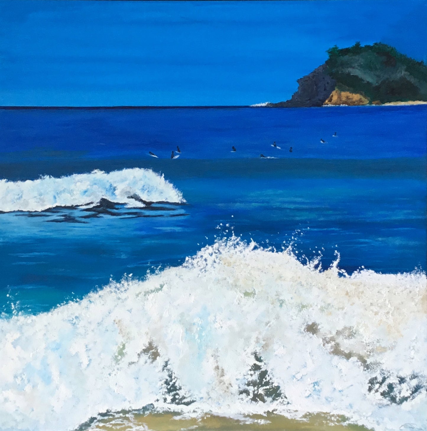 The Bower Original Artwork — Ocean Wave Oil Painting on Canvas 70 x 70cm