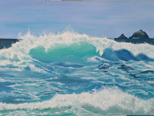 Awesome Wave Original Artwork — oil on stretched canvas 102x76cm seascape