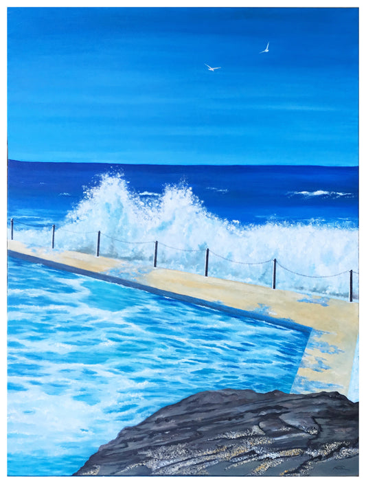 Rock On Wave Original Artwork — Oil on Canvas Seascape